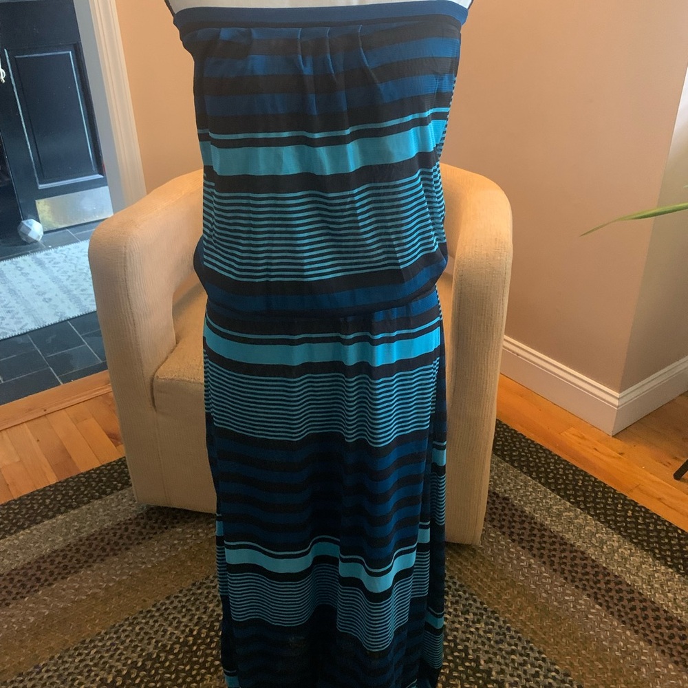 Cynthia Rowley Blue and Black Striped Swim Coverup